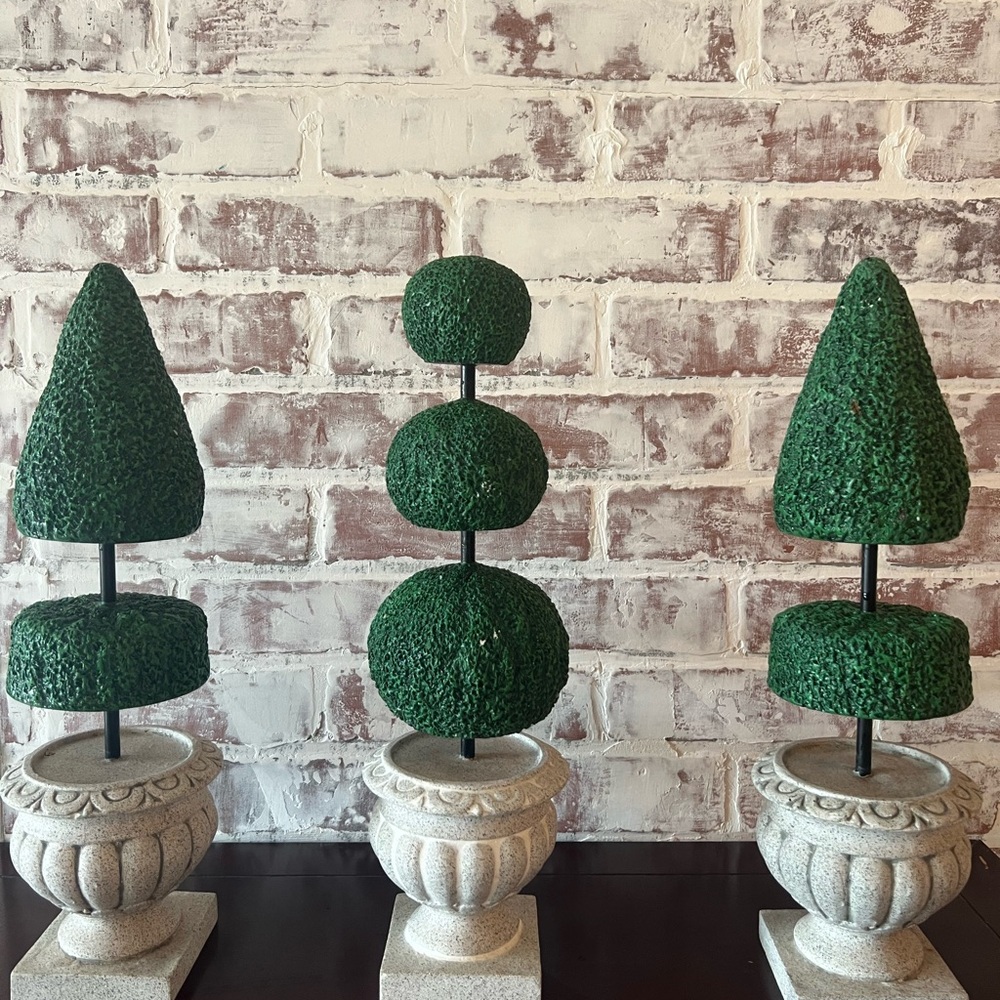 Mid-century Italian Ceramic  Green Topiary Set of 3